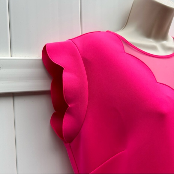 Ted Baker Sharlot Fit & Flare Pink Cap Sleeve Mesh Panel Dress | Size Medium - Picture 6 of 16